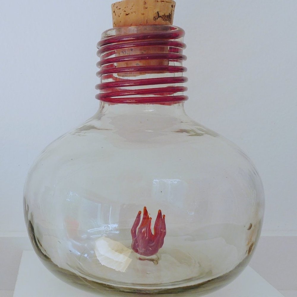 Vase Decanter Handblown Recycled Clear Glass Mexic